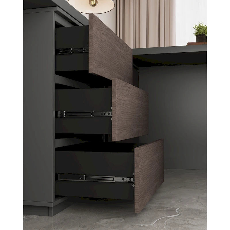 Super Large Modern Home Office Expandable Desk with Drawer Dresser for Storage