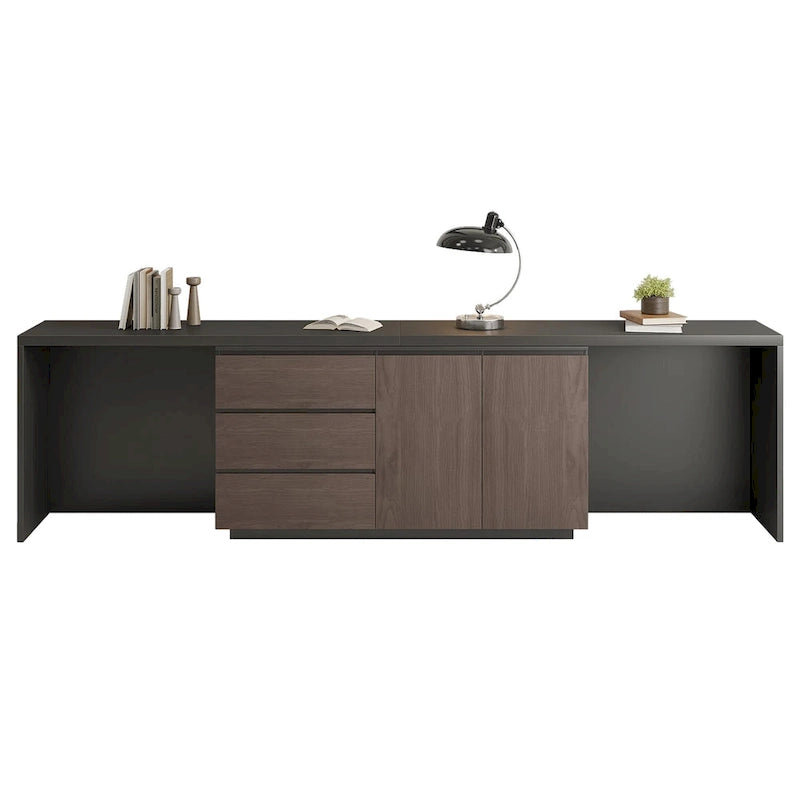 Super Large Modern Home Office Expandable Desk with Drawer Dresser for Storage