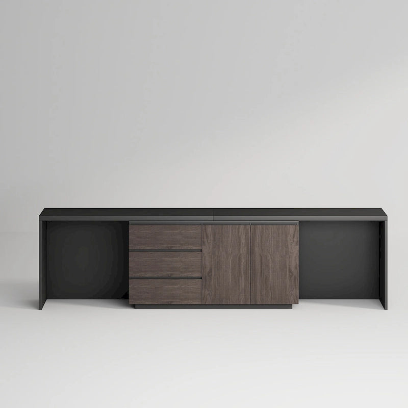 Super Large Modern Home Office Expandable Desk with Drawer Dresser for Storage