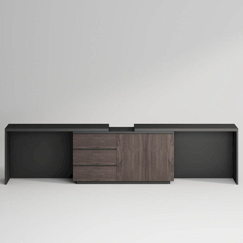 Super Large Modern Home Office Expandable Desk with Drawer Dresser for Storage
