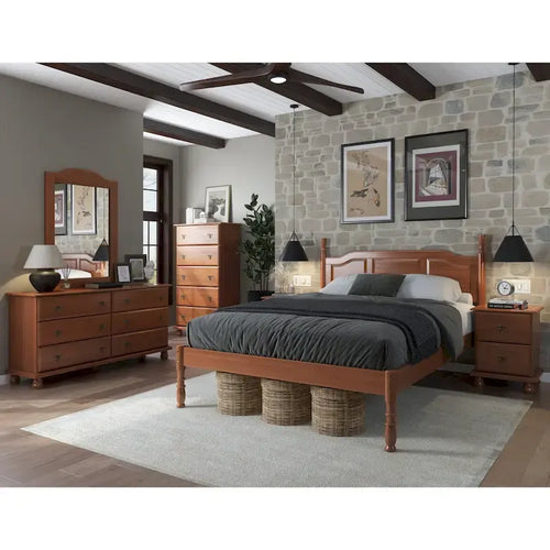 100% Solid Wood Platform Raised Panel Turned Post Kyle Queen Bed by Palace Imports