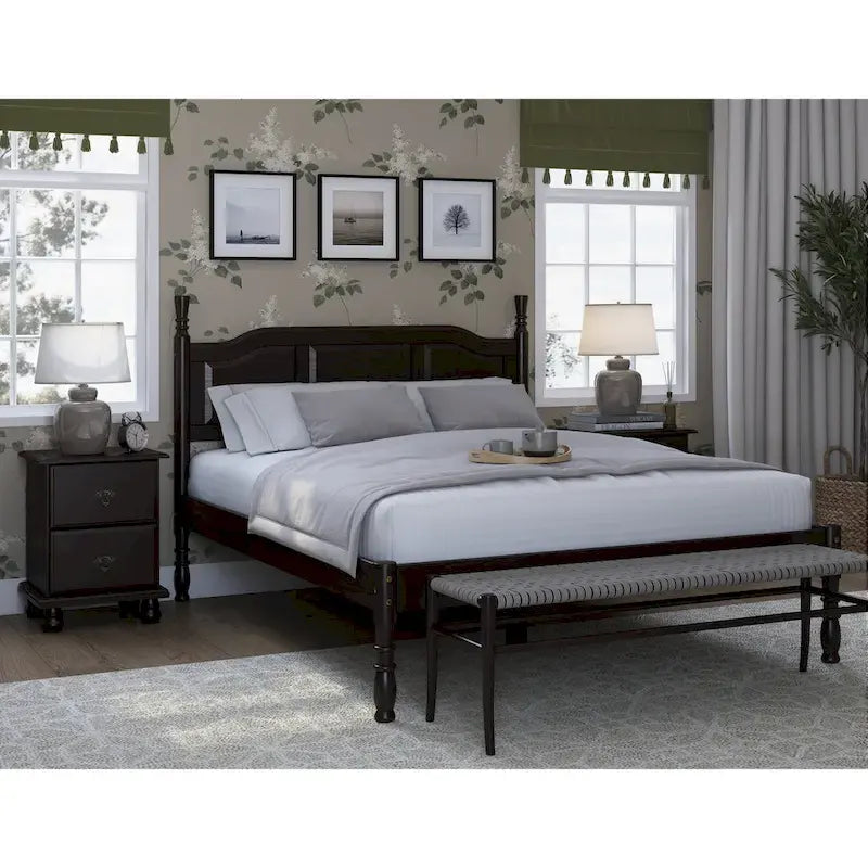 100% Solid Wood Platform Raised Panel Turned Post Kyle Queen Bed by Palace Imports