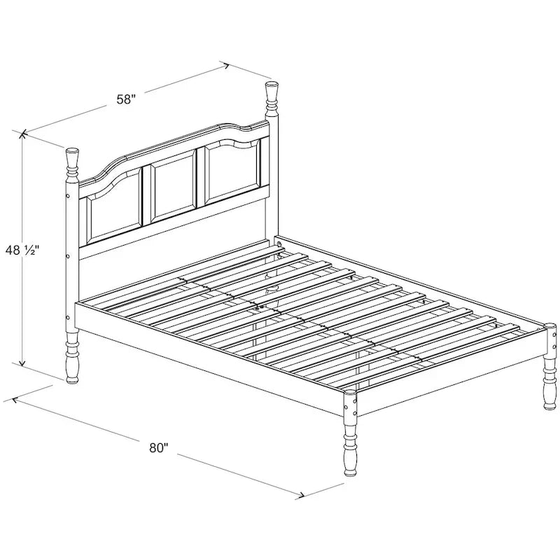 100% Solid Wood Platform Raised Panel Turned Post Kyle Queen Bed by Palace Imports