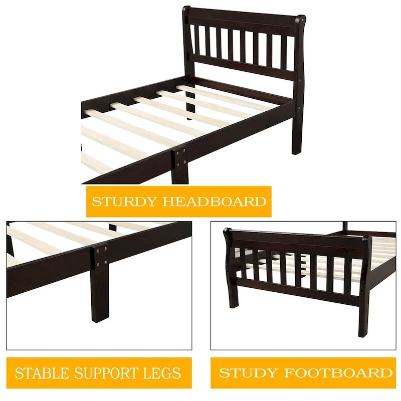 Wood Platform Bed with Headboard/Footboard