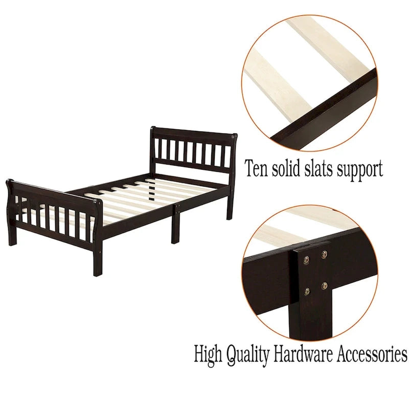 Wood Platform Bed with Headboard/Footboard