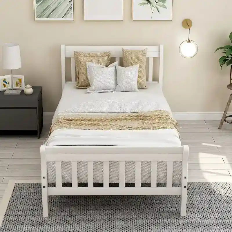 Wood Platform Bed with Headboard/Footboard