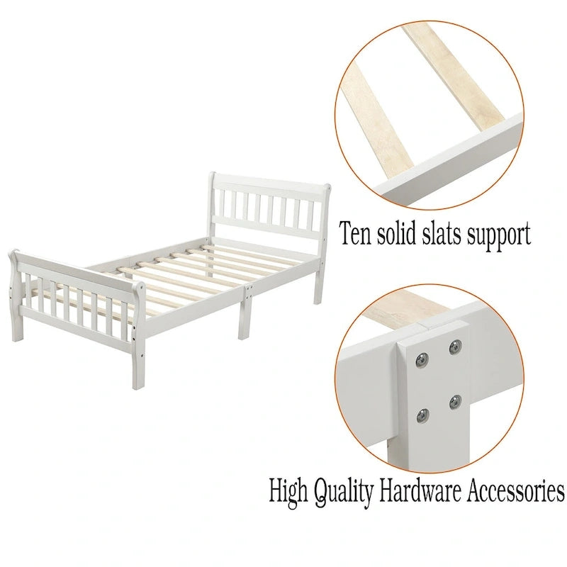 Wood Platform Bed with Headboard/Footboard