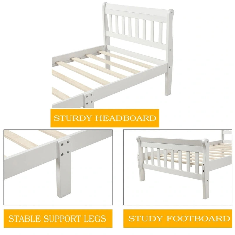 Wood Platform Bed with Headboard/Footboard
