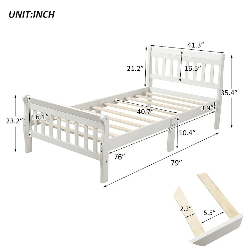 Wood Platform Bed with Headboard/Footboard