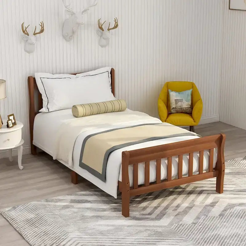 Wood Platform Bed with Headboard/Footboard