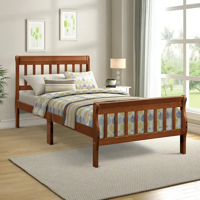 Wood Platform Bed with Headboard/Footboard