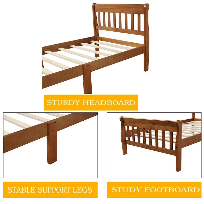 Wood Platform Bed with Headboard/Footboard