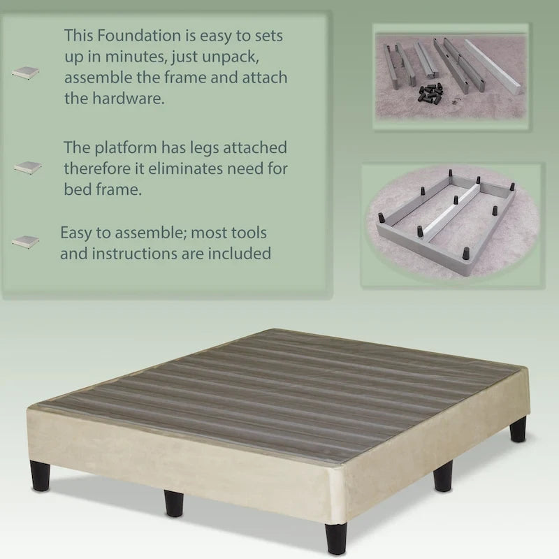 Onetan, 13 Platform Bed for Mattress with Leg, Beige
