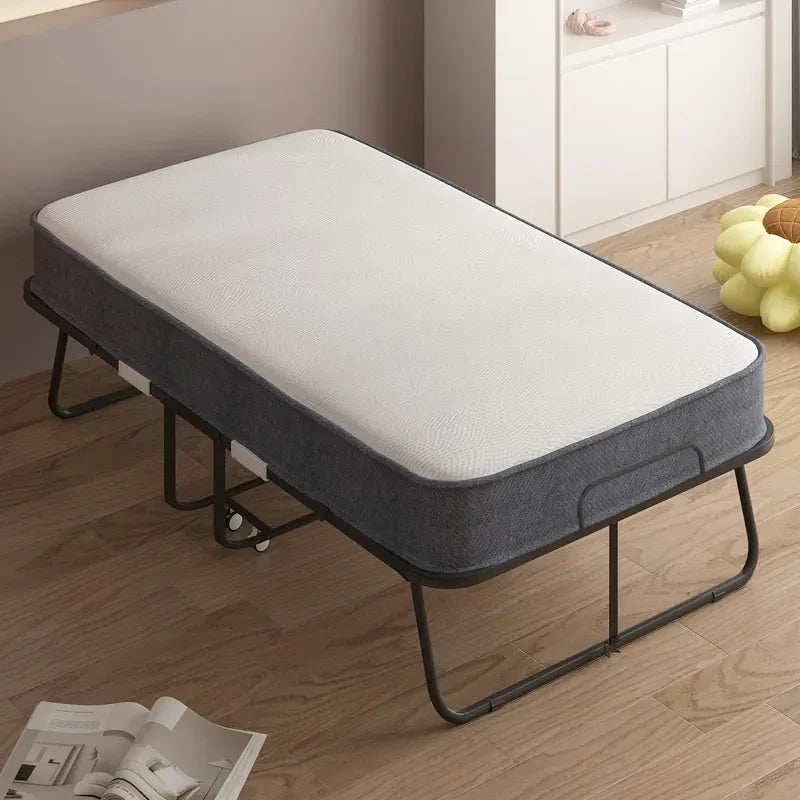 Mixoy Space Saving Foldable Bed with Mattress,Portable Bed with Lockable Wheels