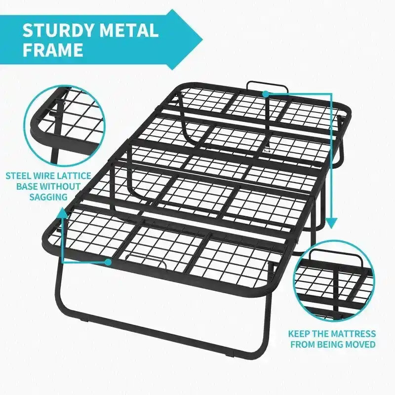 Mixoy Space Saving Foldable Bed with Mattress,Portable Bed with Lockable Wheels