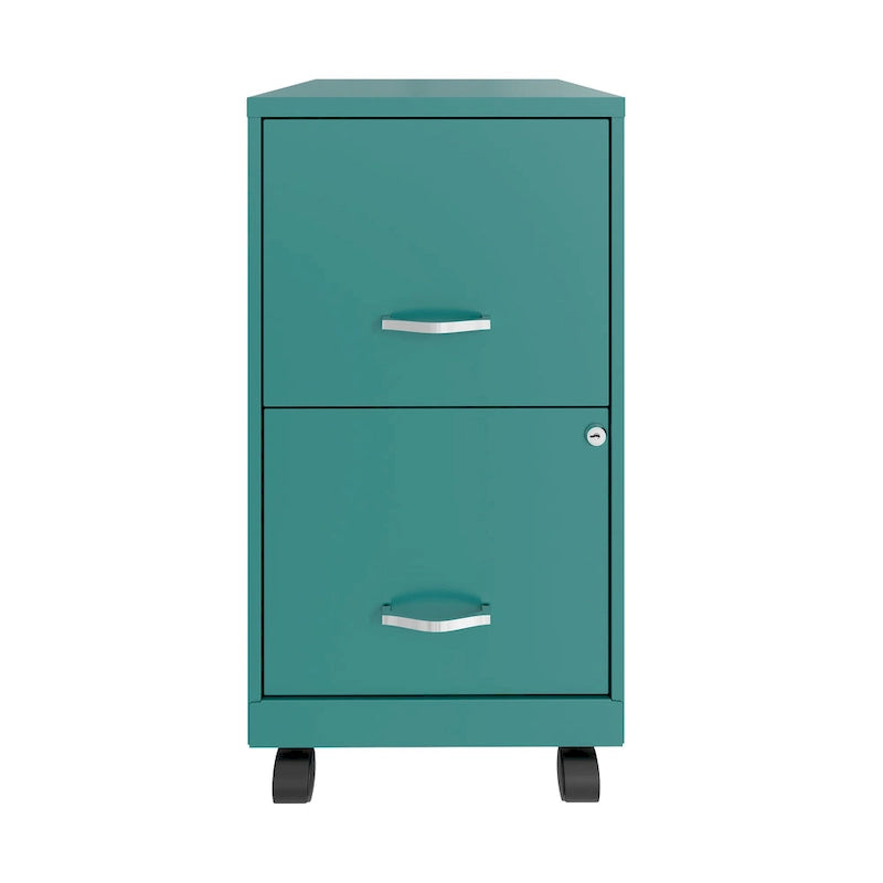 Space Solutions 18 2 Drawer Mobile Smart Vertical File Cabinet, Teal