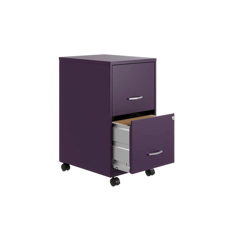 Space Solutions 18 2 Drawer Mobile Smart Vertical File Cabinet, Teal