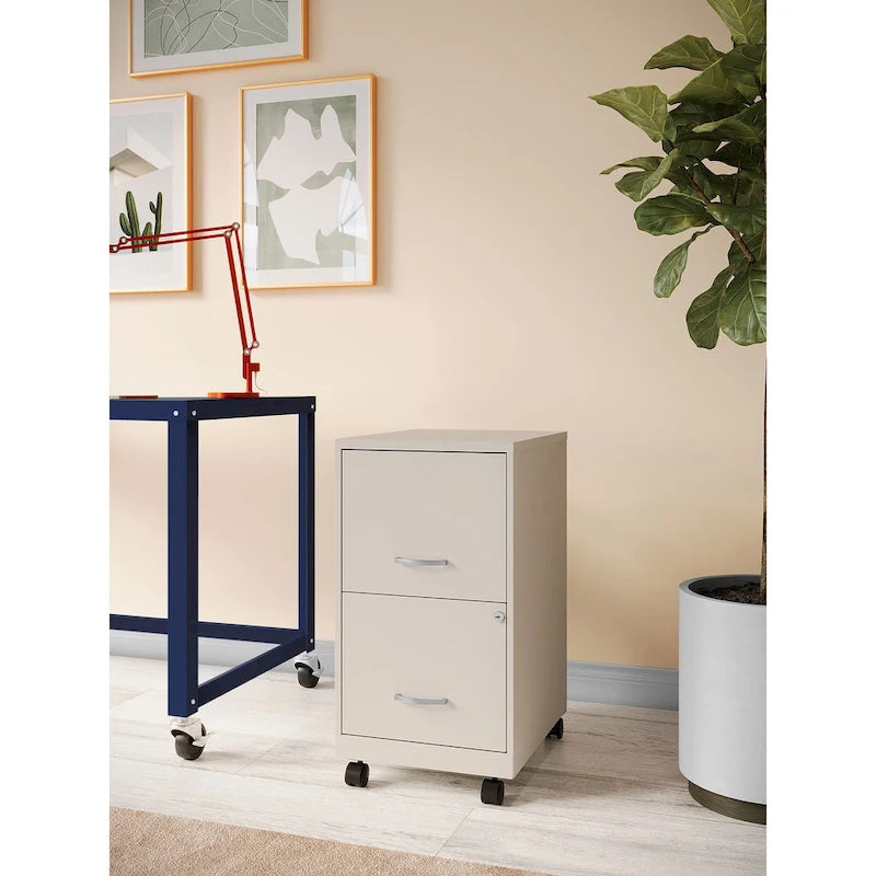 Space Solutions 18 2 Drawer Mobile Smart Vertical File Cabinet, Teal