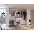 FM Furniture Cross Closet System with Drawer, 3 Metal Rods, and 5 Open Shelves