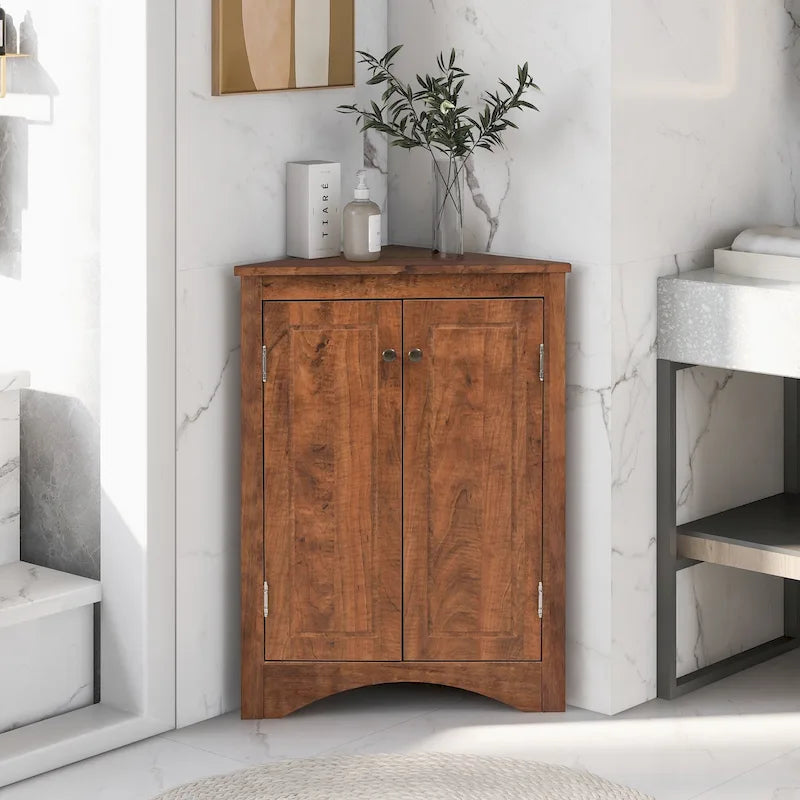 17.2 in. W x 17.2 in. D Triangle Bathroom Storage Cabinet with Adjustable Shelves