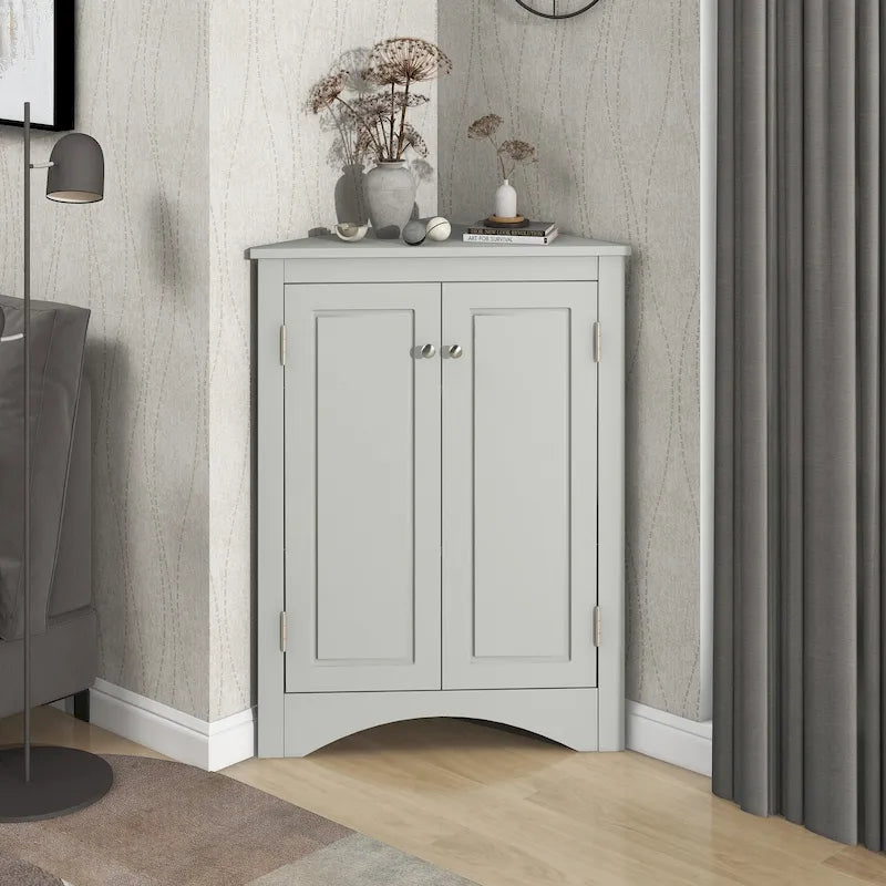 17.2 in. W x 17.2 in. D Triangle Bathroom Storage Cabinet with Adjustable Shelves