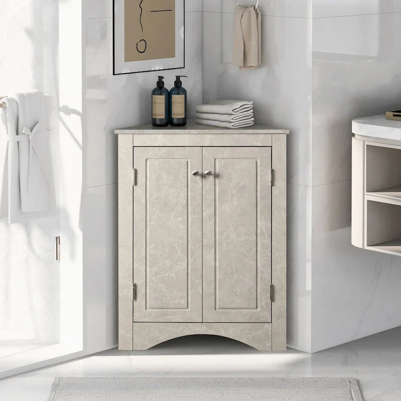 17.2 in. W x 17.2 in. D Triangle Bathroom Storage Cabinet with Adjustable Shelves