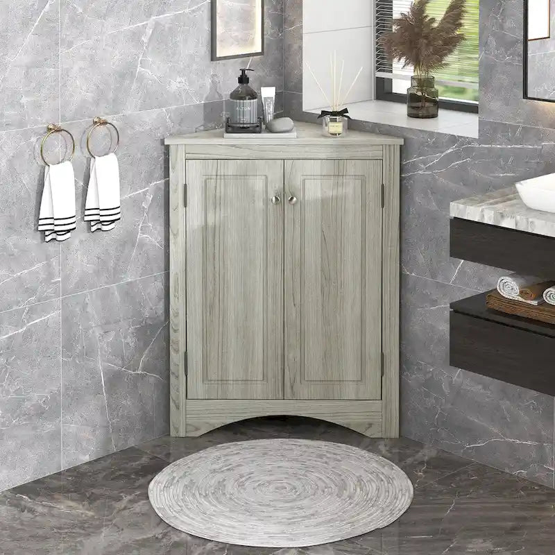 17.2 in. W x 17.2 in. D Triangle Bathroom Storage Cabinet with Adjustable Shelves