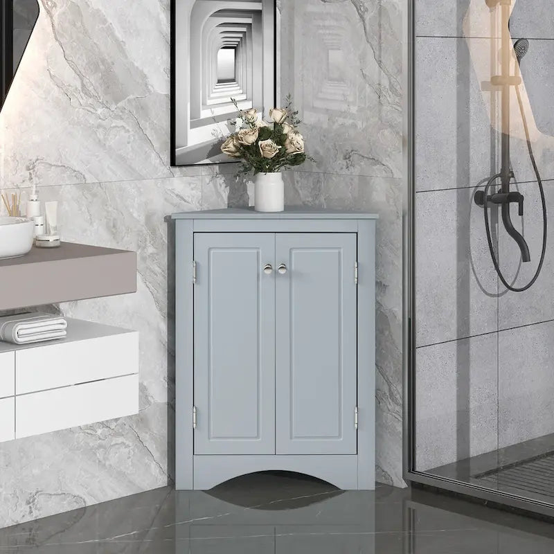 17.2 in. W x 17.2 in. D Triangle Bathroom Storage Cabinet with Adjustable Shelves