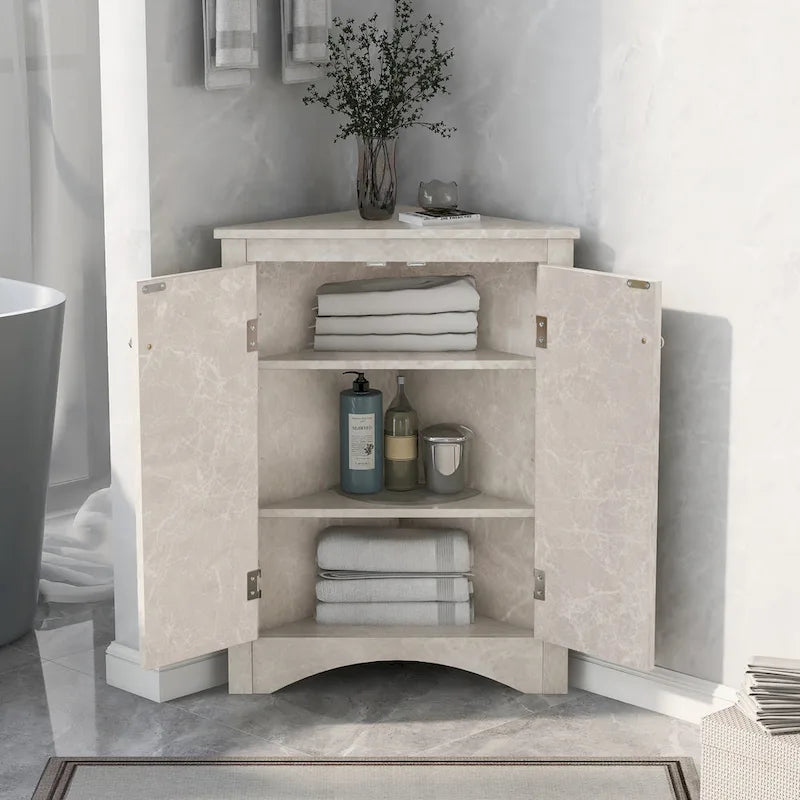 17.2 in. W x 17.2 in. D Triangle Bathroom Storage Cabinet with Adjustable Shelves