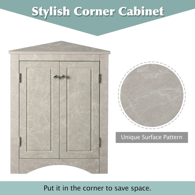 17.2 in. W x 17.2 in. D Triangle Bathroom Storage Cabinet with Adjustable Shelves