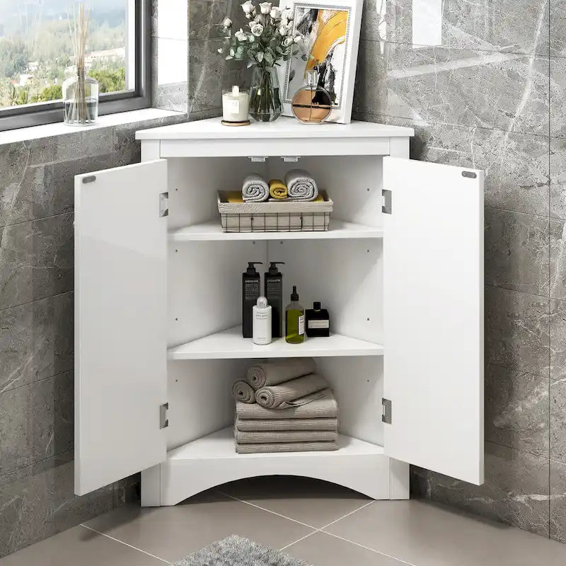 17.2 in. W x 17.2 in. D Triangle Bathroom Storage Cabinet with Adjustable Shelves