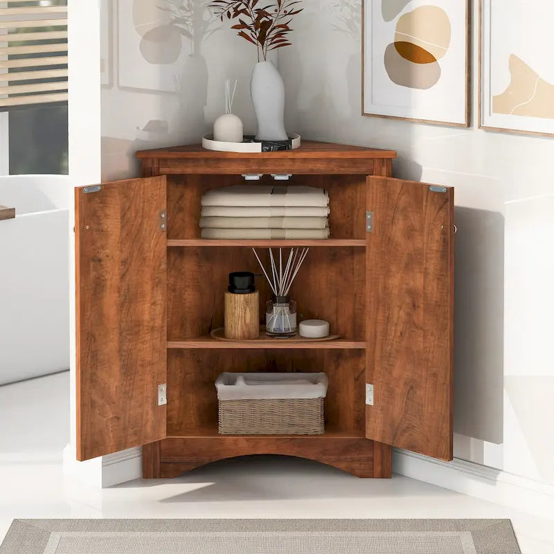 17.2 in. W x 17.2 in. D Triangle Bathroom Storage Cabinet with Adjustable Shelves