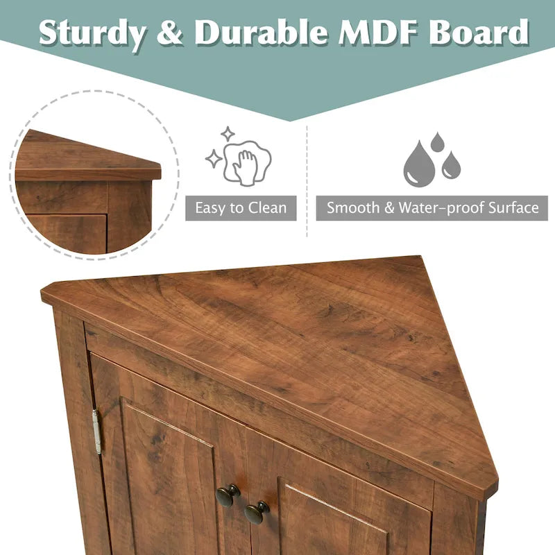 17.2 in. W x 17.2 in. D Triangle Bathroom Storage Cabinet with Adjustable Shelves