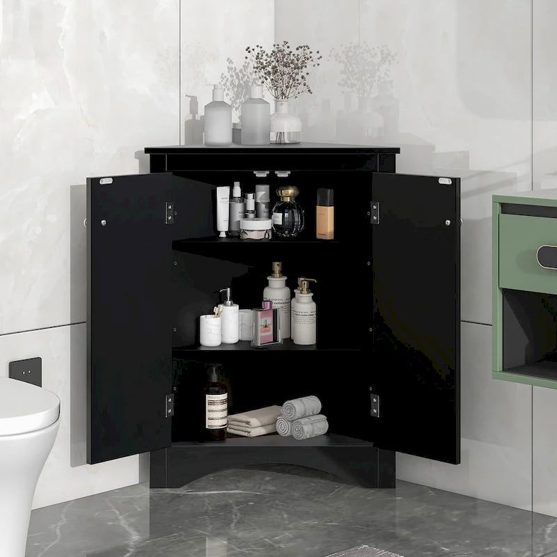 17.2 in. W x 17.2 in. D Triangle Bathroom Storage Cabinet with Adjustable Shelves