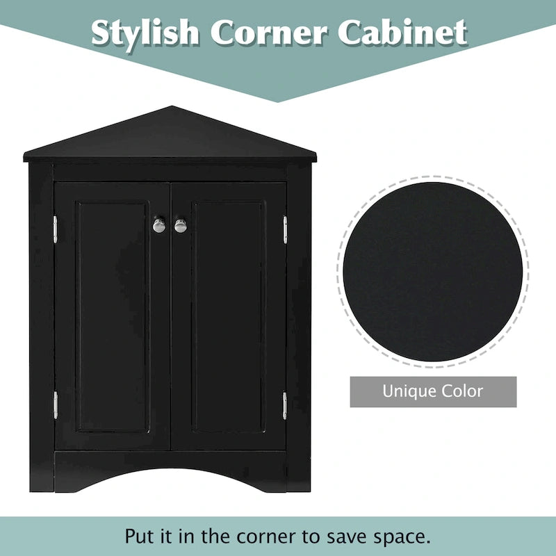 17.2 in. W x 17.2 in. D Triangle Bathroom Storage Cabinet with Adjustable Shelves