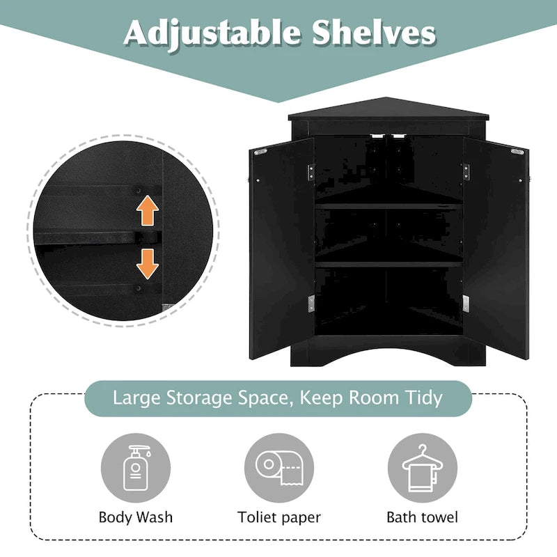 17.2 in. W x 17.2 in. D Triangle Bathroom Storage Cabinet with Adjustable Shelves