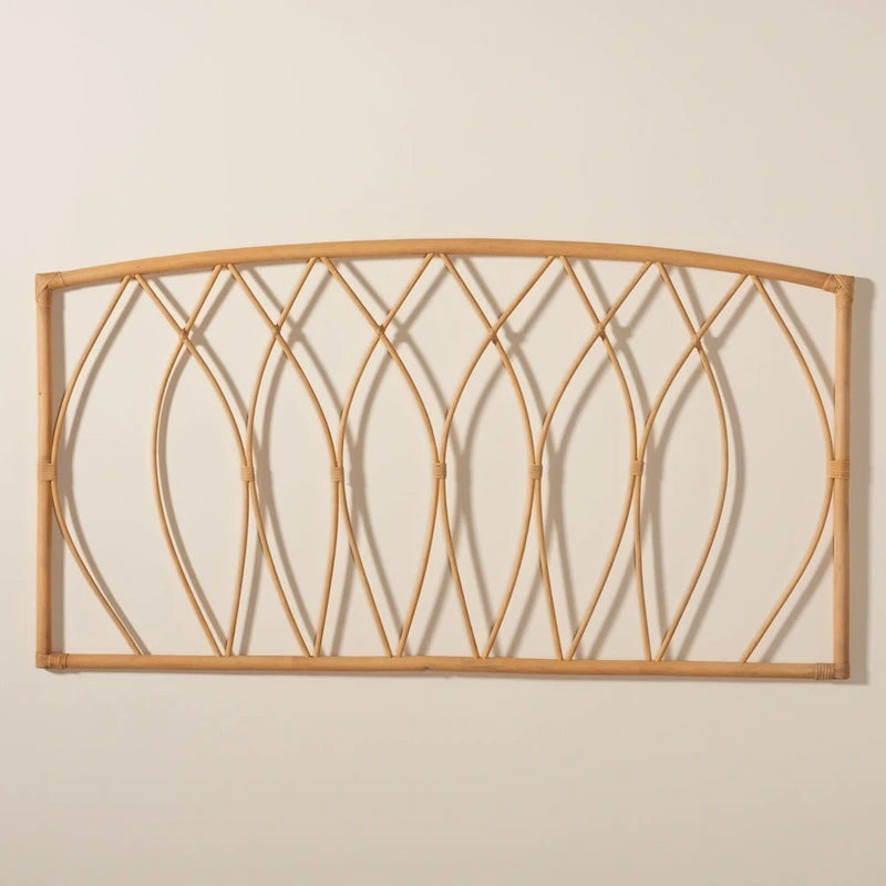 Halia Modern Bohemian Natural Rattan Wall-mountable Headboard-Queen
