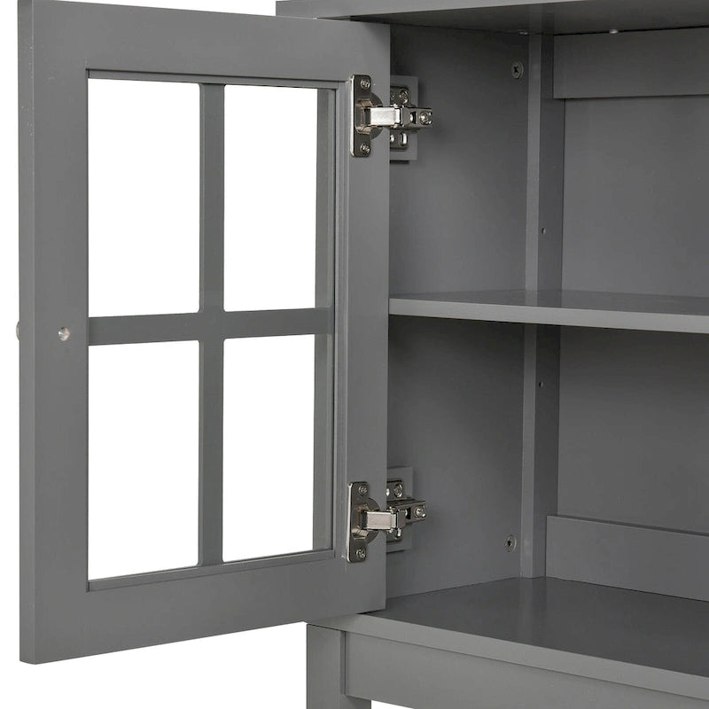 HOMCOM Modern Kitchen Credenza & Sideboard Buffet Cabinet with 2 Swinging Glass Doors & Ample Storage Space