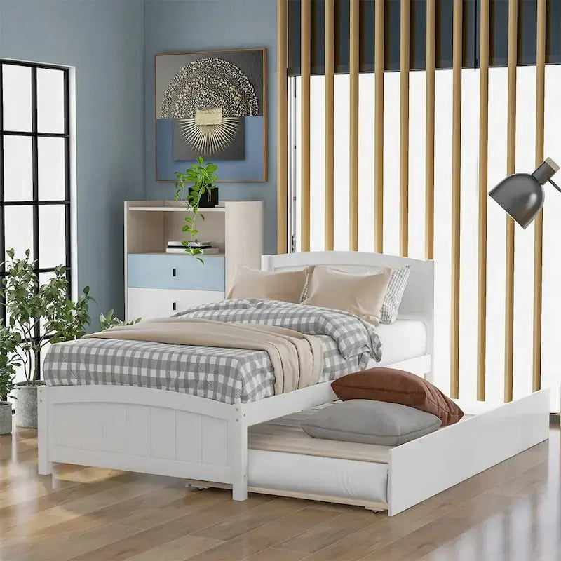 Merax Twin Size Platform Bed with Trundle