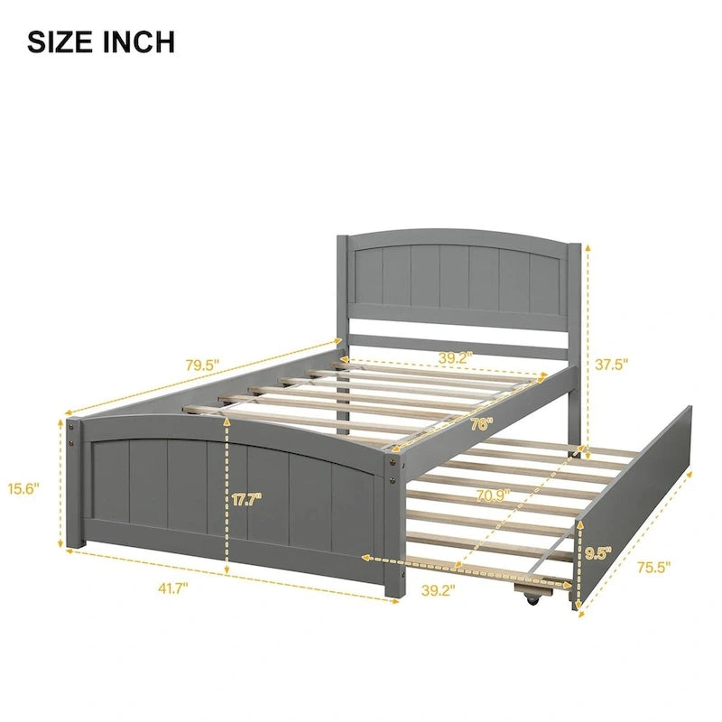 Merax Twin Size Platform Bed with Trundle