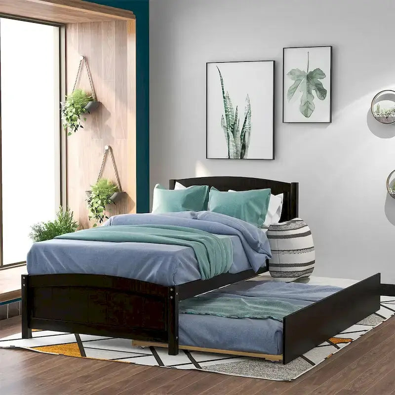 Merax Twin Size Platform Bed with Trundle