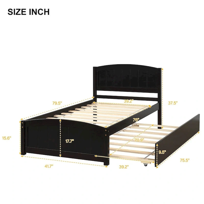 Merax Twin Size Platform Bed with Trundle