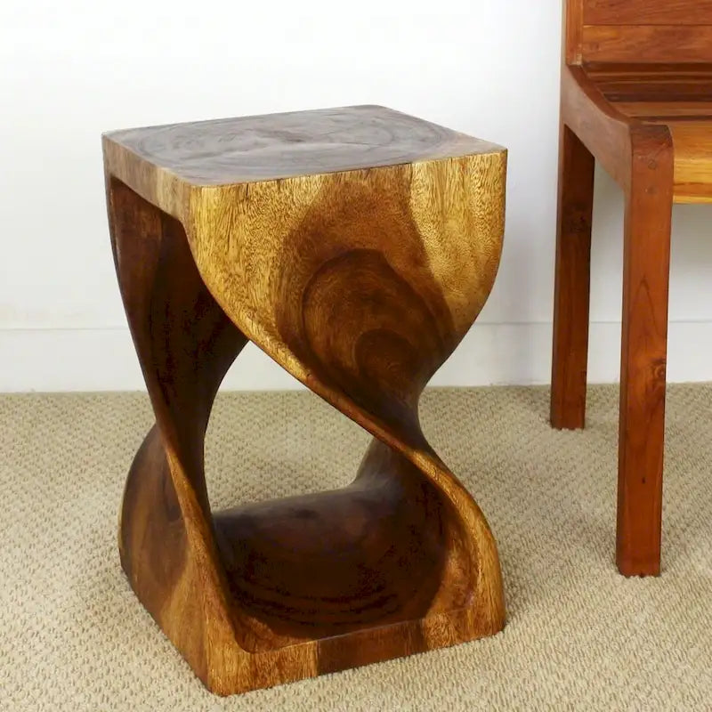 Haussmann Original Wood Twist Stool 12 X 12 X 18 In High Walnut Oil - 12 x 12 x 18