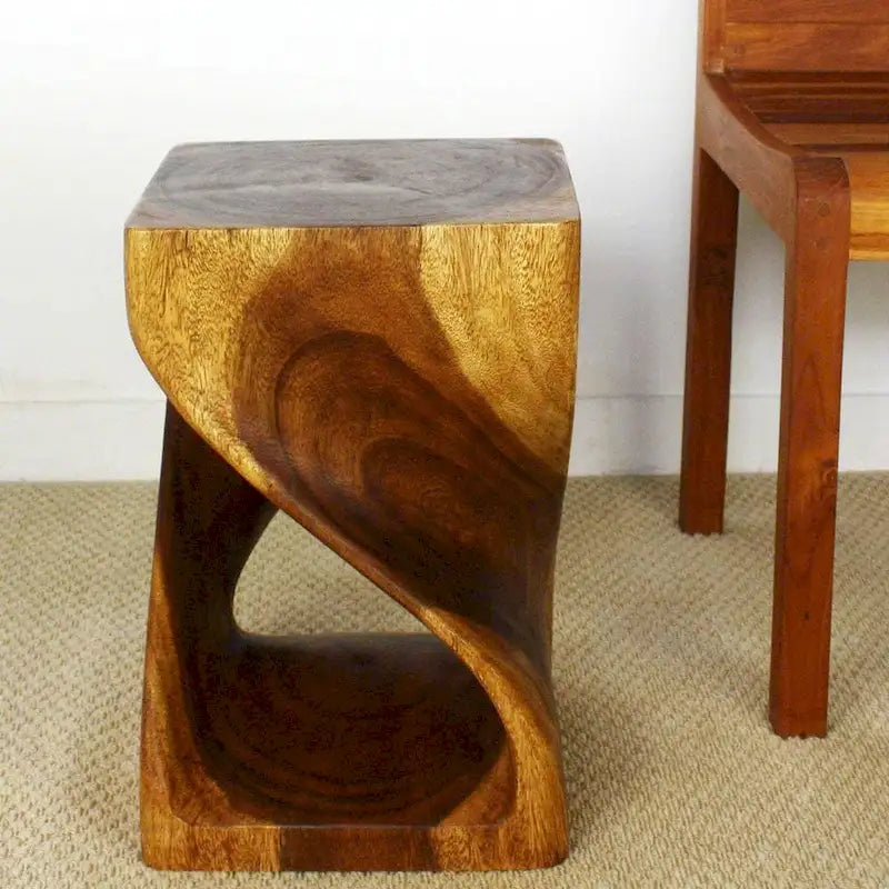 Haussmann Original Wood Twist Stool 12 X 12 X 18 In High Walnut Oil - 12 x 12 x 18