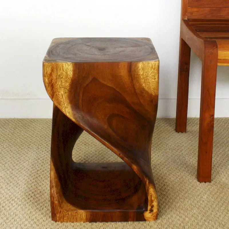 Haussmann Original Wood Twist Stool 12 X 12 X 18 In High Walnut Oil - 12 x 12 x 18