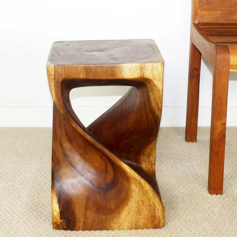 Haussmann Original Wood Twist Stool 12 X 12 X 18 In High Walnut Oil - 12 x 12 x 18