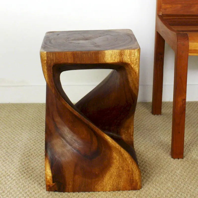 Haussmann Original Wood Twist Stool 12 X 12 X 18 In High Walnut Oil - 12 x 12 x 18