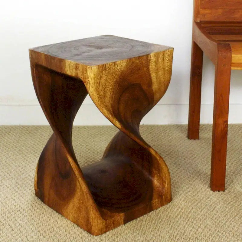 Haussmann Original Wood Twist Stool 12 X 12 X 18 In High Walnut Oil - 12 x 12 x 18