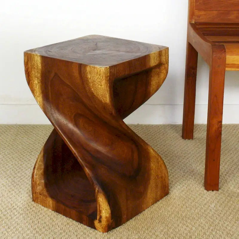 Haussmann Original Wood Twist Stool 12 X 12 X 18 In High Walnut Oil - 12 x 12 x 18
