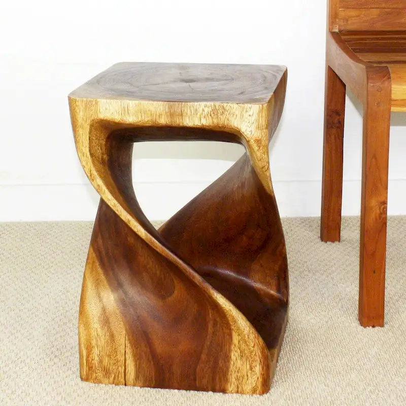 Haussmann Original Wood Twist Stool 12 X 12 X 18 In High Walnut Oil - 12 x 12 x 18